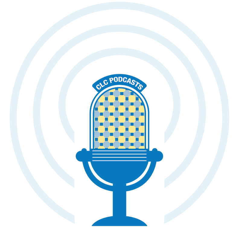 CLC podcast graphic of a microphone and a button link this iamge is not linked